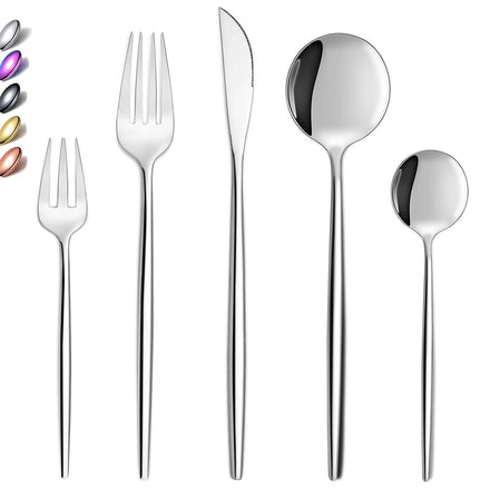 Luxury Metal Mirror Polish Silver Plated Cutlery Set Kitchen Fork Knife Spoon 20Pcs Silverware Flatware Kit