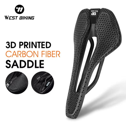 WEST BIKING 3D Printed Carbon Fiber High Resilience Bike Saddle Lightweight Breathable Honeycomb Easy to Clean Bicycle Seat