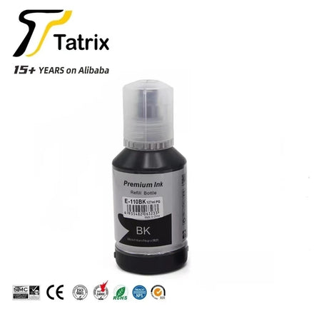 Tatrix 110 E110BK Compatible Black Bulk Water Based Bottle Refill Ink for Epson for EcoTank M1140 M1170 Printer