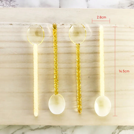 Handmade Reusable Twist Borosilicate Glass Spoons-Eco-Friendly European Style Durable 15cm Length Customized Color Logo Party