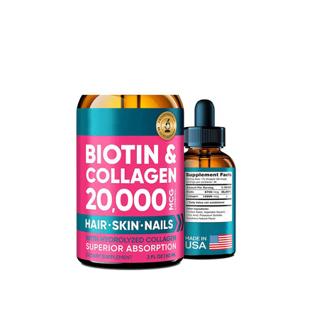 Hair Skin and Nails Vitamins With Biotin and Collagen Supplement 60ml Liquid Biotin Collagen Keratin Drops