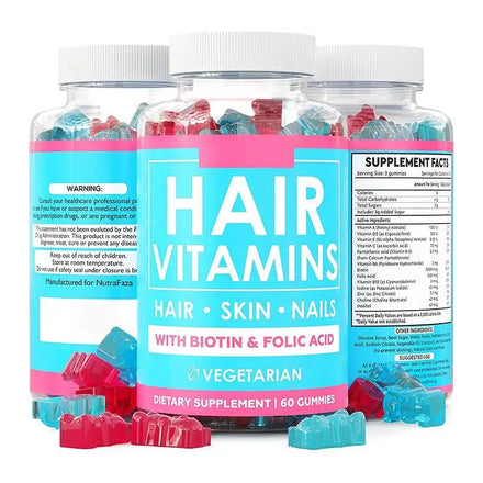 Private Label Wholesale Custom Halal Bear Biotin Vitamin Grow Growth Longer Loss Hair Skin Nail Gummies for Hair Growth