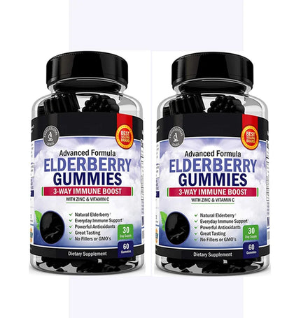 Amazon Hot Sale Black Elderberry Bear gummy sweet fruit Organic Elderberry Gummies for Immune System 60 Counts