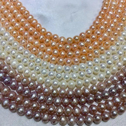 Certified ZZDIY025 Freshwater Pearl 6.0-7.0Mm Round C Loose Pearl Necklace