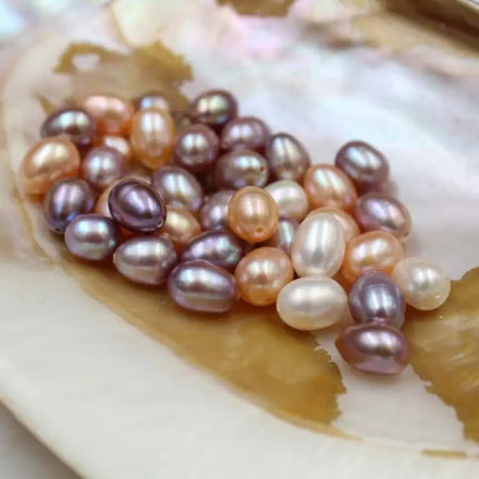 Certified ZZBKZ025 Freshwater Pearl 7.0 8.0Mm Rice Shaped Aa Half Hole Factory Direct Sales