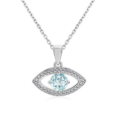 Natural Gemstone Jewelry 925 Sterling Silver December Birthstone Evil Eye Pendant Necklace Jewelry for Women Destiny Jewellery