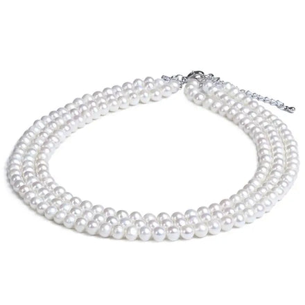 Certified China Wholesale Custom White Pink and Green Three Layered Bride Pearl Necklace