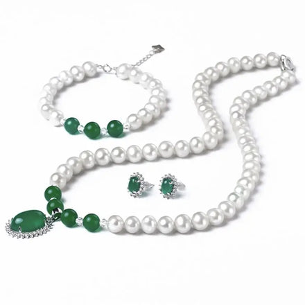 Certified ZZXL-N0009-05 2020 Wholesale Classic Real Freshwater Pearl Costume Bracelet Necklace Jewelry Set