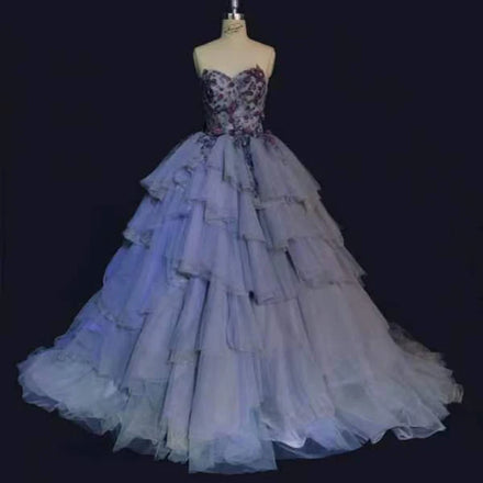 8332 2022 New Product Elegant Applique Lace Long Strapless Straps Party Evening Gown for Woman