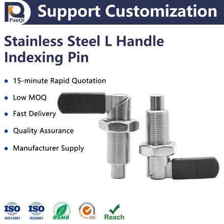 Stainless Steel and Carbon Steel Self-Locking Pull Knob Indexing Pin M10 M12 M16 M20 L Handle Fasteners PANQI Brand Model PQ721