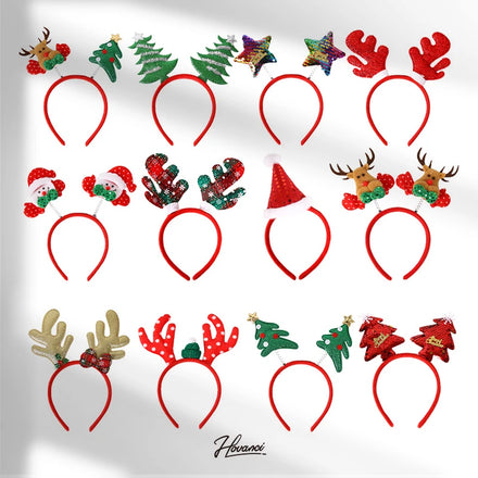 HOVANCI Christmas Hair Band Santa Claus Snowman Antlers Headband for Merry Christmas Party Deals Hair Accessories