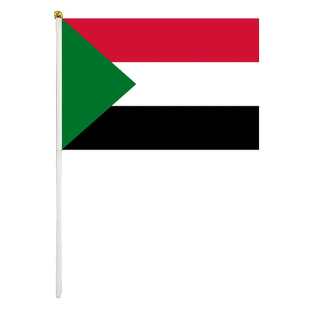 14x21cm Sudan Hand Waving Flag Custom Polyester National Handheld Flag for Parade Party Festival Celebration Event Supporter