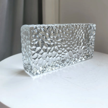 Modern Design Patterned Transparent Solid Glass Brick Clear Ocean Wave Ice Block for Luxury Home Office Room Divider Wall Panel
