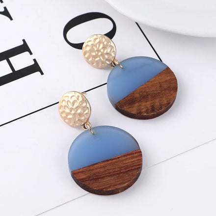 Wholesale Women Geometric Fashion Wood and Resin Earrings