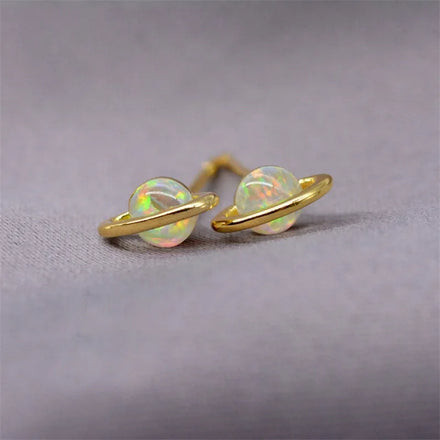 Wholesale Brass Jewelry Minimalist Gold Gemstone Stud Planet Earrings