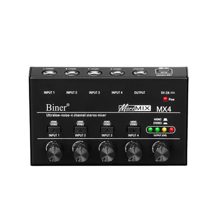 Biner MX4 Professional Sound Mixer Ultra-compact Low Noise 4 Channels Line Audio Mono Mixer