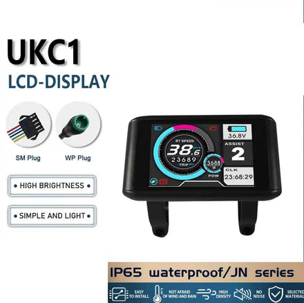 Electric Bike 36V-72V LCD UKC1 Color Display UART 2 With Speed Limit SM/Waterproof Ebike Display for Electric Bike