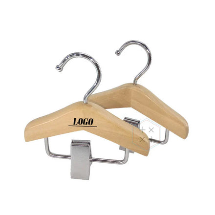 10 cm Mini Display Custom logo Wood Clip Wig Hair Extension Hanger