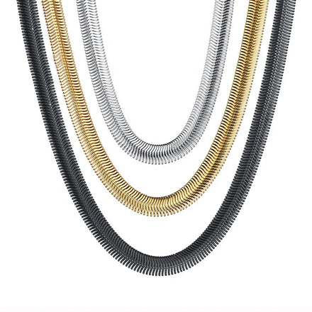 1.5mm-2.2mm Flat Snake Bone Chain Stainless Steel Herringbone Choker Necklace for Women Statement Jewelry