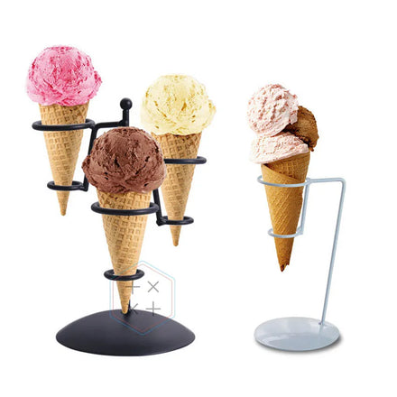 Metal Steel Black Waffle Ice Cream Cone Holder Stand for Festaurant Bars
