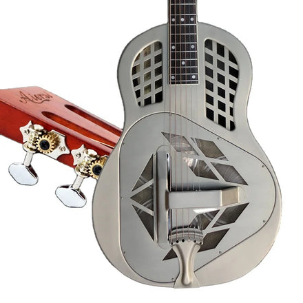 China Aiersi Brand Triolian Style Matt Finishing Brass Body Blue Music Vintage Tricone Metal Resonator Guitar String Instruments