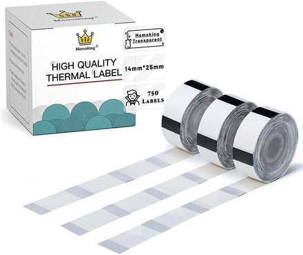 Phomemo D30 Label Maker 14*25mm Black on Transparent Self-Adhesive Thermal Paper Sticker Custom Size