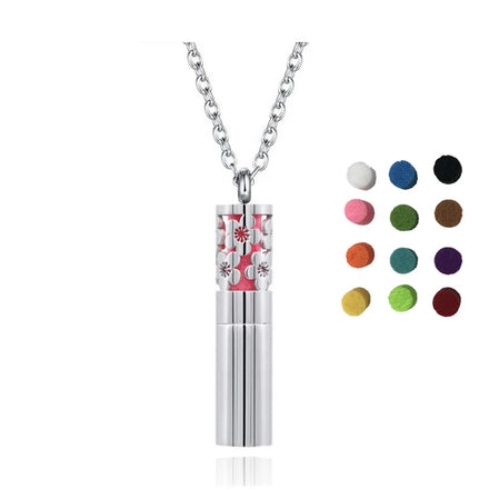 Flower Design Aromatherapy Essential Oil Diffuser Necklace Stainless Steel Perfume Diffuser Bottle Necklace