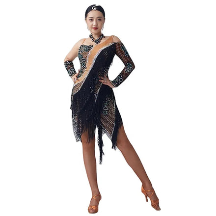 L-2033 Latin Dance Professional Dress for Women Latin Dancing Performance Costume Rumba Customized Competition Tassel Dress