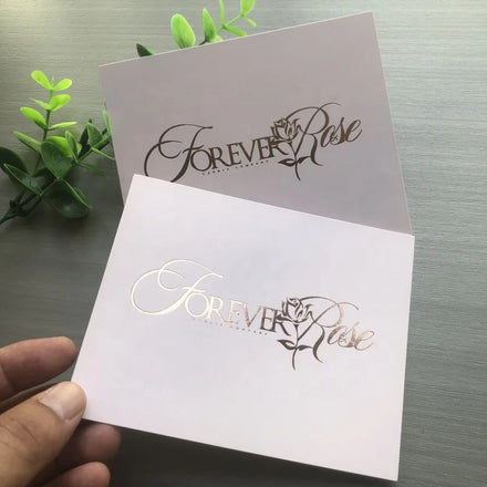 Hot Sell Luxury Rose Gold Foil Gift Greeting Card 300gsm pink Coated Paper Business Card Thank You Cards Custom with logo