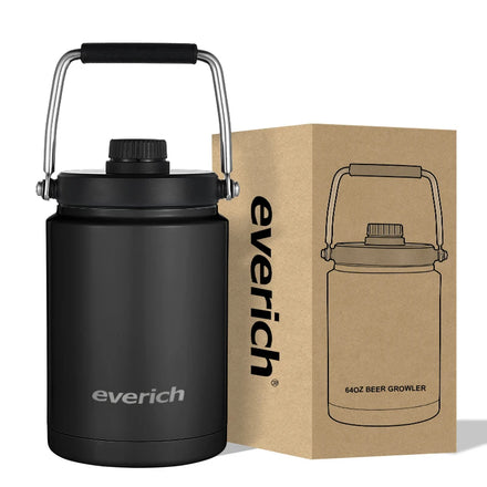 304 Double Wall Stainless Steel Vacuum Insulated 128 oz One Gallon Beer Growler With Metal Lid