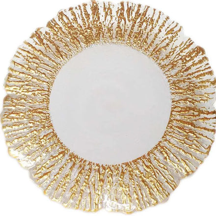 Wholesale Modern Luxury Durable Eco-Friendly Clear Glass Oval Wedding Rose Gold Charger Plate
