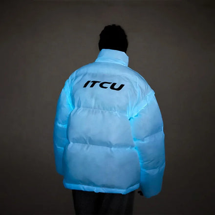 Women's Winter Down Jacket with Detachable Sleeves Bubble Glowing in the Dark Wind Breaker Puffer Jacket Solid Pattern