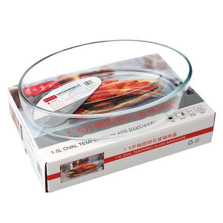 1500ml High Borosilicate Glass Thick Oven Safe Dishwasher Safe Baking Pan with Oval Shape for Oven Use