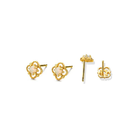 Low MOQ 10pcs Wholesale Tiny Designs for Girls Small Gold Plated Opal Dainty Stud Earrings
