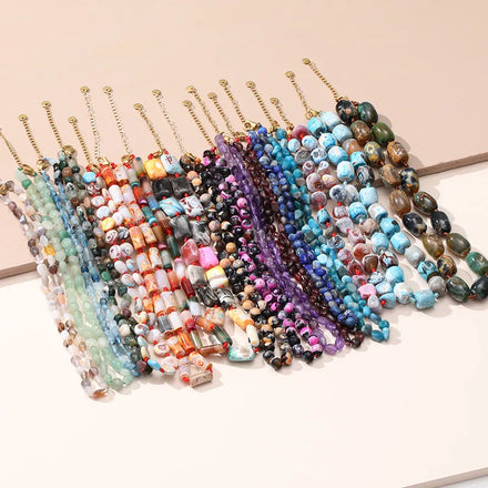 Handmade Beaded Natural Agate Necklaces Natural Crystal Stone Necklace Fashion Gemstone Choker Necklace
