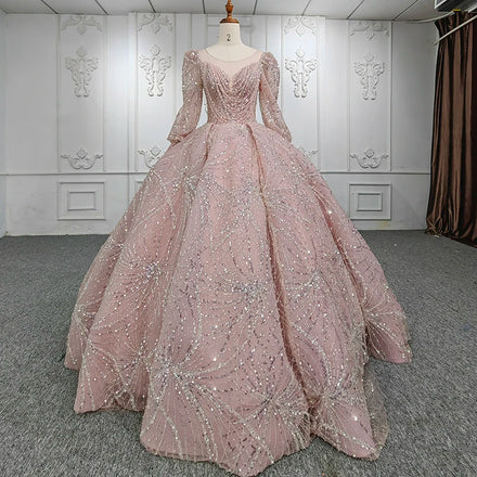 5660 Custom Shining Sequin Embellished Lady Clothing Round Neck Evening Girls Dresses