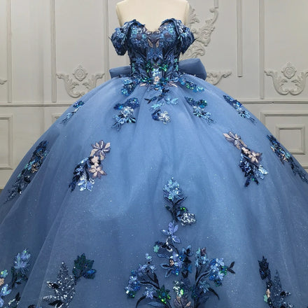 9916 Latest Design Fashion Applique Blue Party Gown Women Banquet Backless Evening Dress