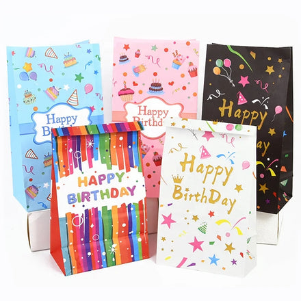 Happy Birthday Paper Candy Stand up Bag Cookie Gift Packaging Bags for Kids Happy Birthday Party Decor Supplies