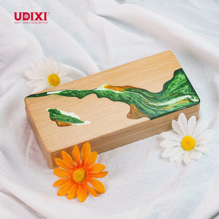 Udixi Beech Rectangle Wooden Dice Box RPG Dungeons and Dragons D&d Dice Case Tray Packaging