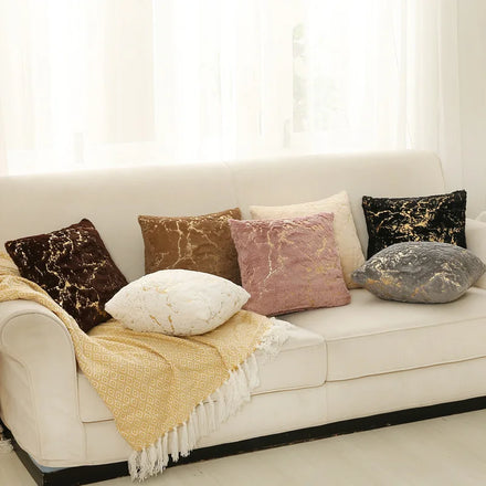 Amity Modern and Simple Home Marble Customizable Solid Color Pillow Cover Car Cushion Short Plush Bronzing Pillowcase