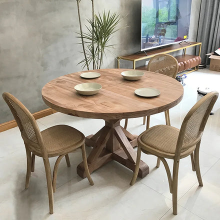 Rustic Buildable Furniture French Farmhouse Dining Room Wooden Round Diner Table for 10