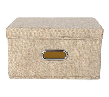 Cotton Linen Fabric Cube Storage Bins for Clothes Toys Collapsible Storage Box with Lid