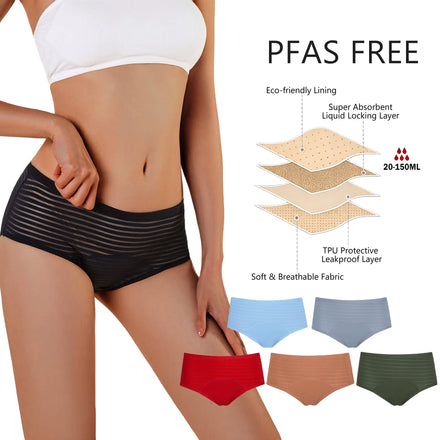 Shanhao Ready to Ship Breathable Lace Menstrual Panties Reusable Organic Cotton Bragas Menstruales Bamboo Period Panties
