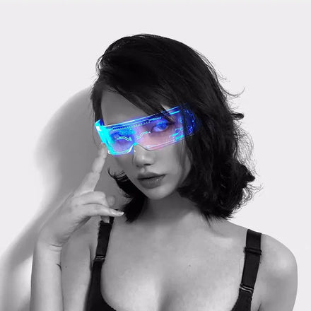 Rave Cosplay Cyberpunk Futuristic LED Cyber Goggles RGB Breathing Flashing Lights Christmas New Year Edition 20 Hours Battery