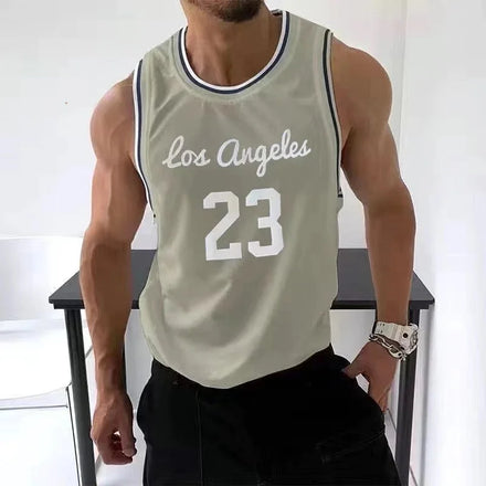 Summer Unisex Breathable Mesh Gym Tank Top Fitness Sports Vest Basketball Jersey Quick Dry Anti-pilling Garment Dyed