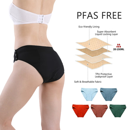 Shanhao Ready to Ship Adjustable Leakproof Panties Organic Cotton Bragas Menstruales Bamboo Menstrual Period Panties for Women
