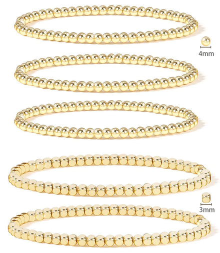 New Design Custom Wholesale Jewelry 3mm 18k Gold Plated Stainless Steel Friendship Beads Bracelet for Women Jewelry