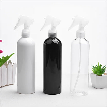 Matte 500ml 17oz Black White Bottle HDPE Round Plastic Trigger Spray Bottle Dispenser Cleaning Bottle