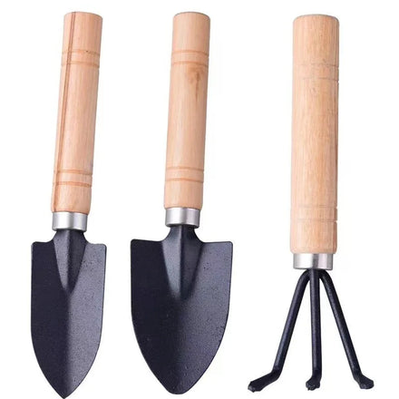 3pcs/set Homeland Mini Garden Plant Tools with Wooden Handle | Wholesale Bonsai Tool Sets Gardening Tool Shovel Rake