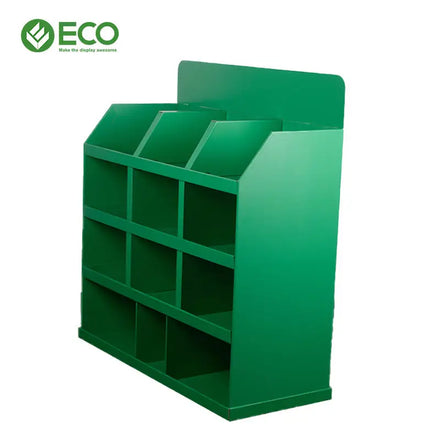 Supermarket Floor Standing Eco-friendly Waterproof Display Unit Tray with 4 Shelves Paper Display for Shopping Mall Use